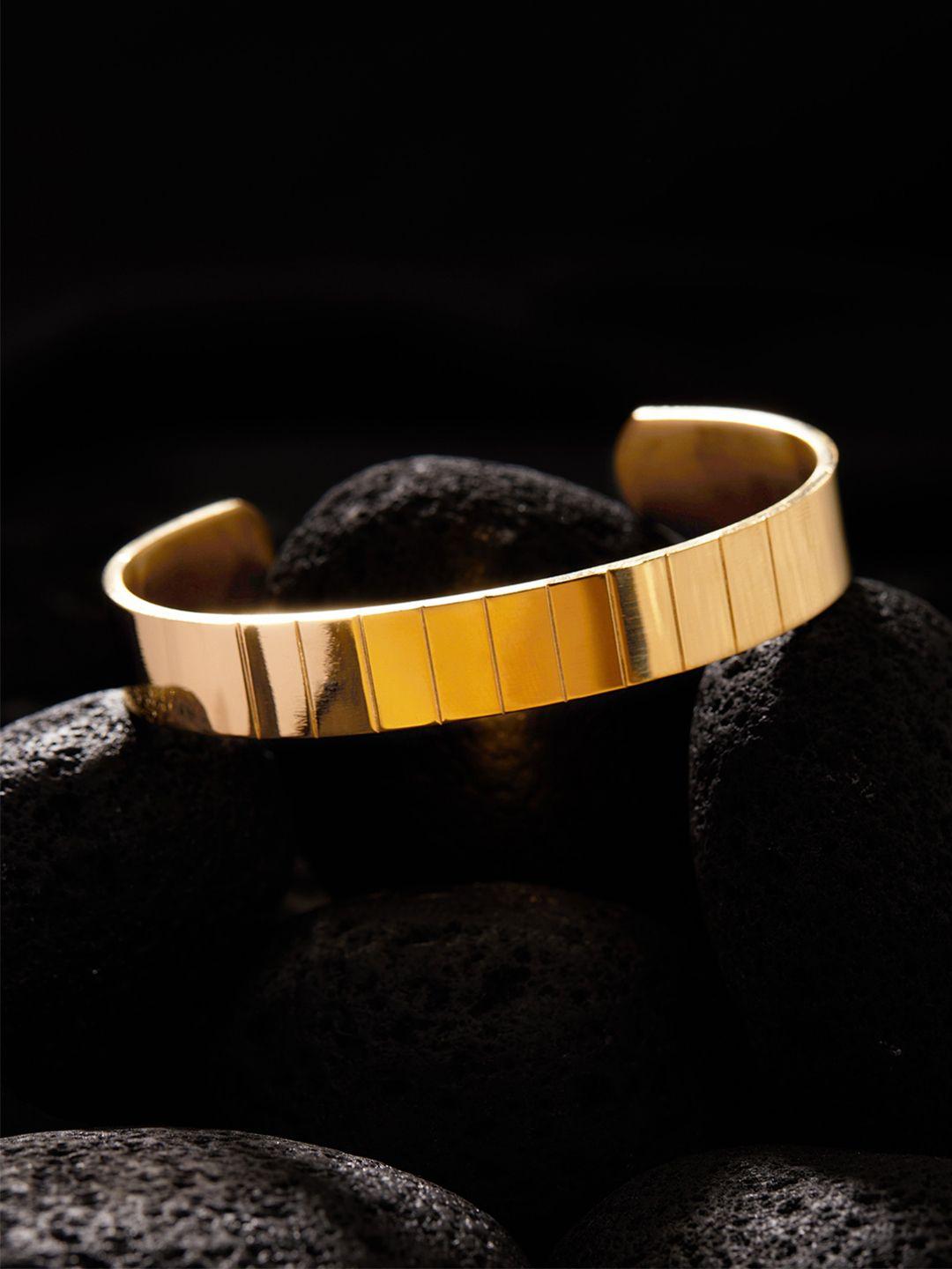 the roadster lifestyle co men gold-toned handcrafted cuff bracelet