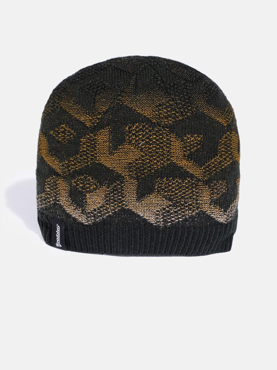 the roadster lifestyle co unisex green & yellow self design beanie