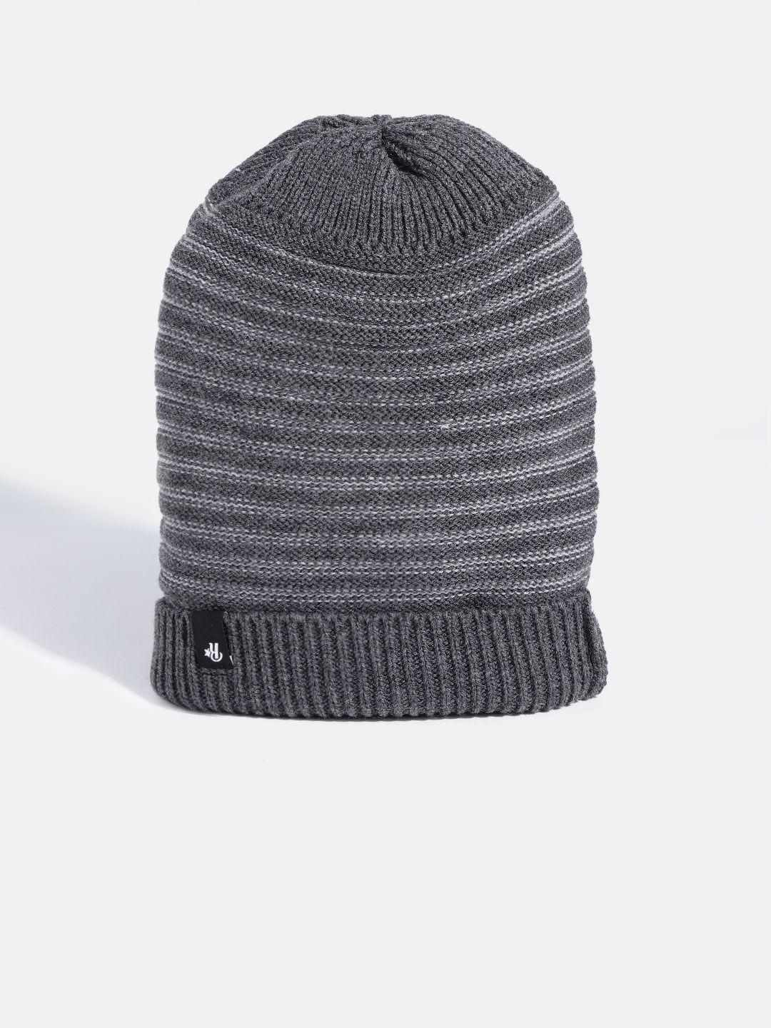 the roadster lifestyle co unisex grey striped beanie