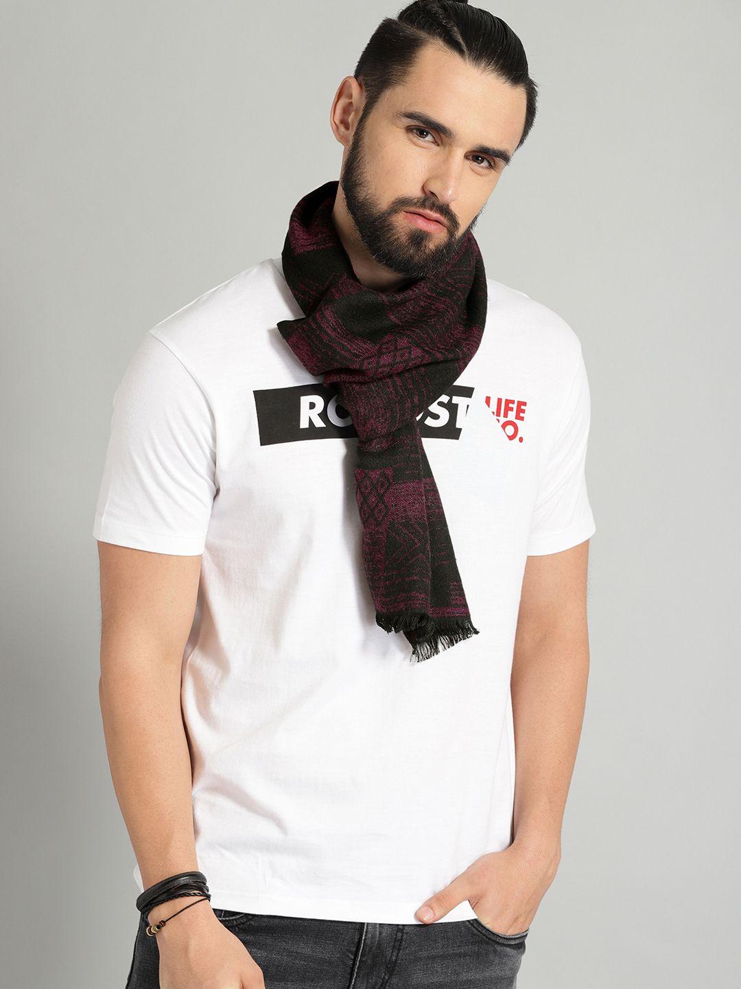 the roadster lifestyle co unisex maroon & black printed scarf