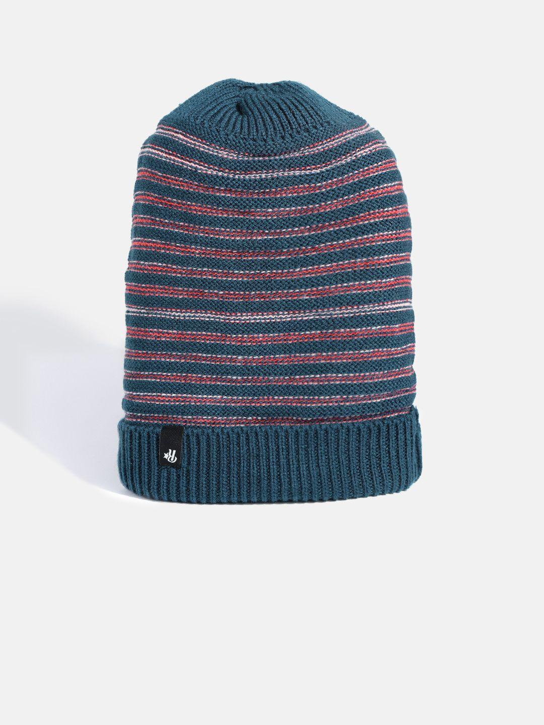 the roadster lifestyle co unisex teal green & pink striped beanie