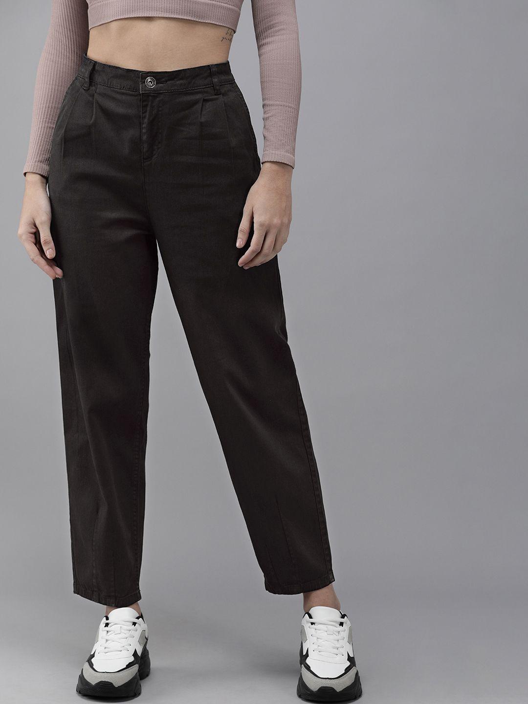 the roadster lifestyle co women black pleated chinos