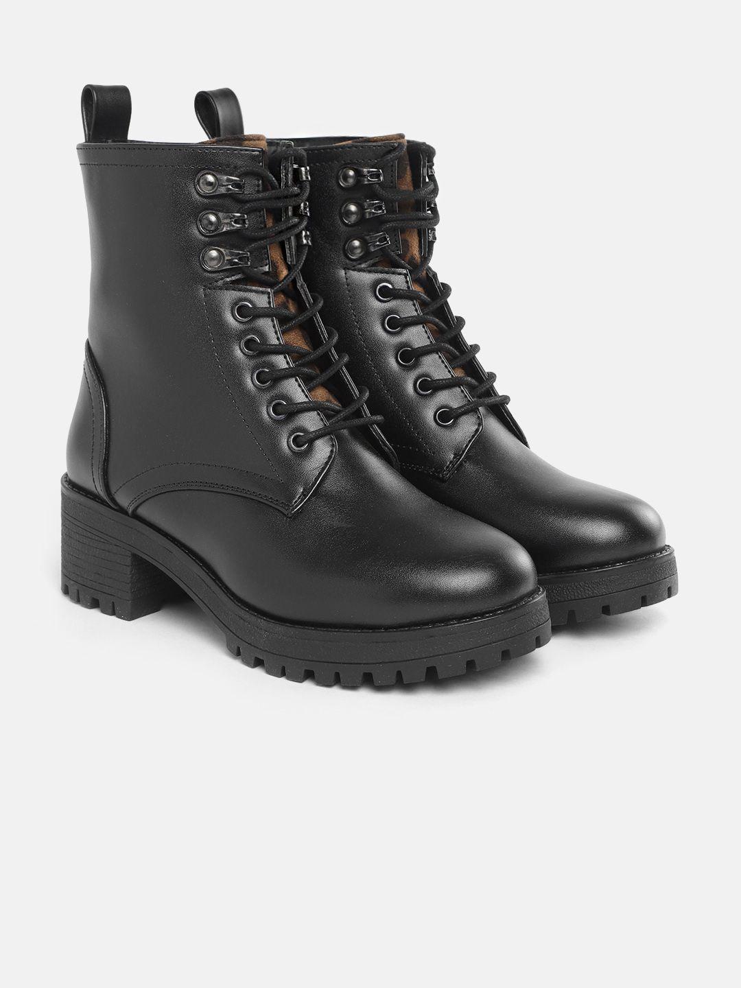 the roadster lifestyle co women black solid mid-top flat boots