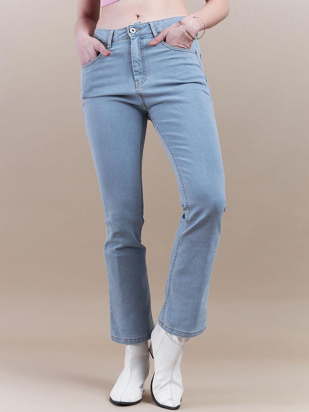 the roadster lifestyle co women blue comfort bootcut clean look stretchable jeans