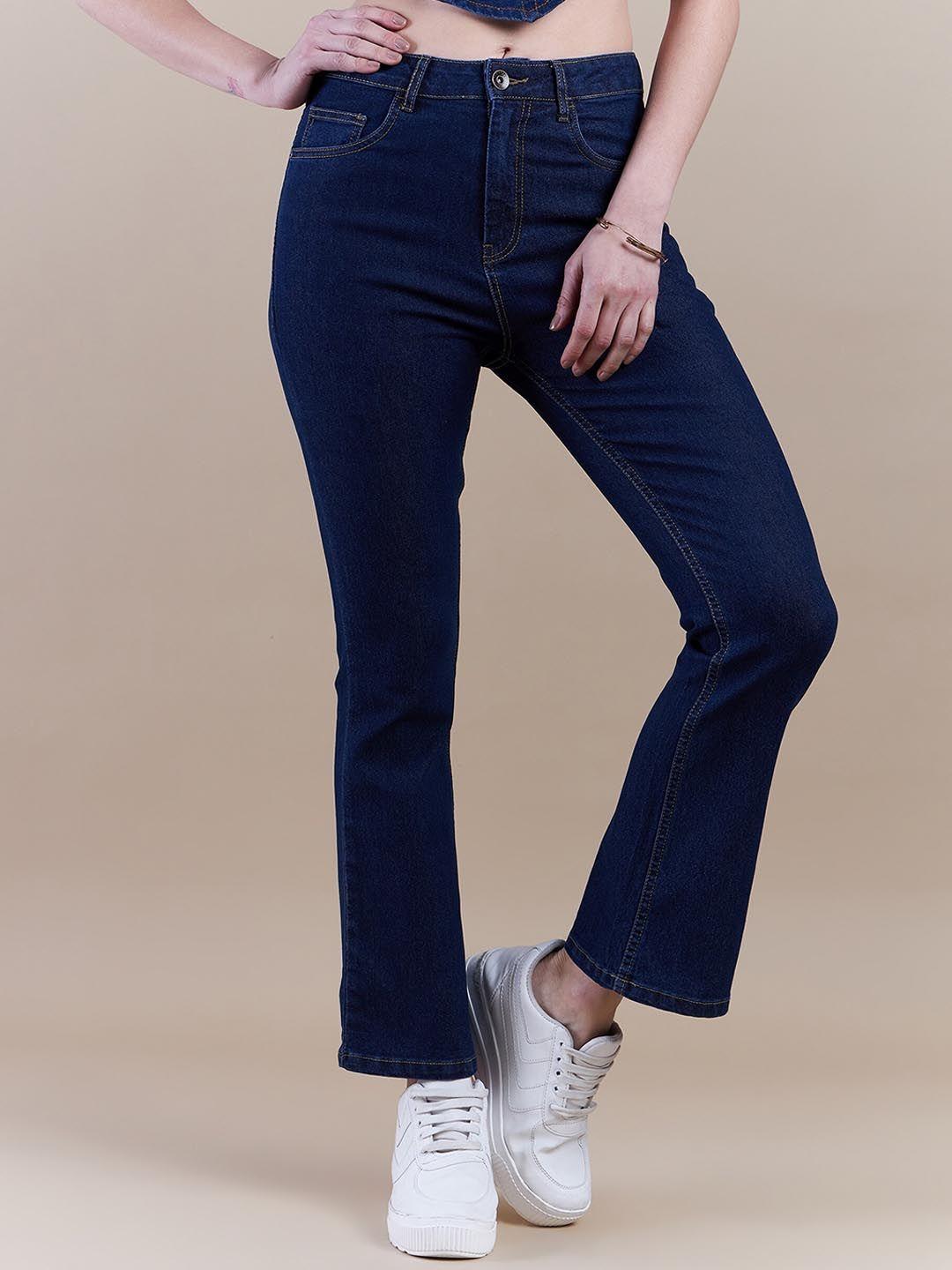 the roadster lifestyle co women blue comfort bootcut clean look stretchable jeans