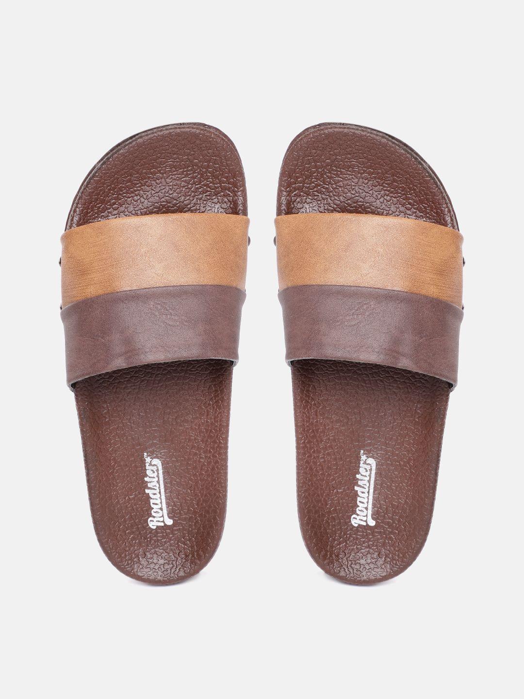 the roadster lifestyle co women brown colourblocked sliders