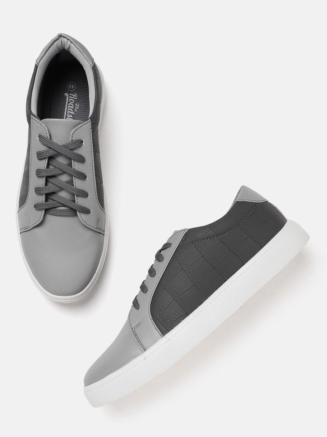 the roadster lifestyle co women grey croc textured sneakers