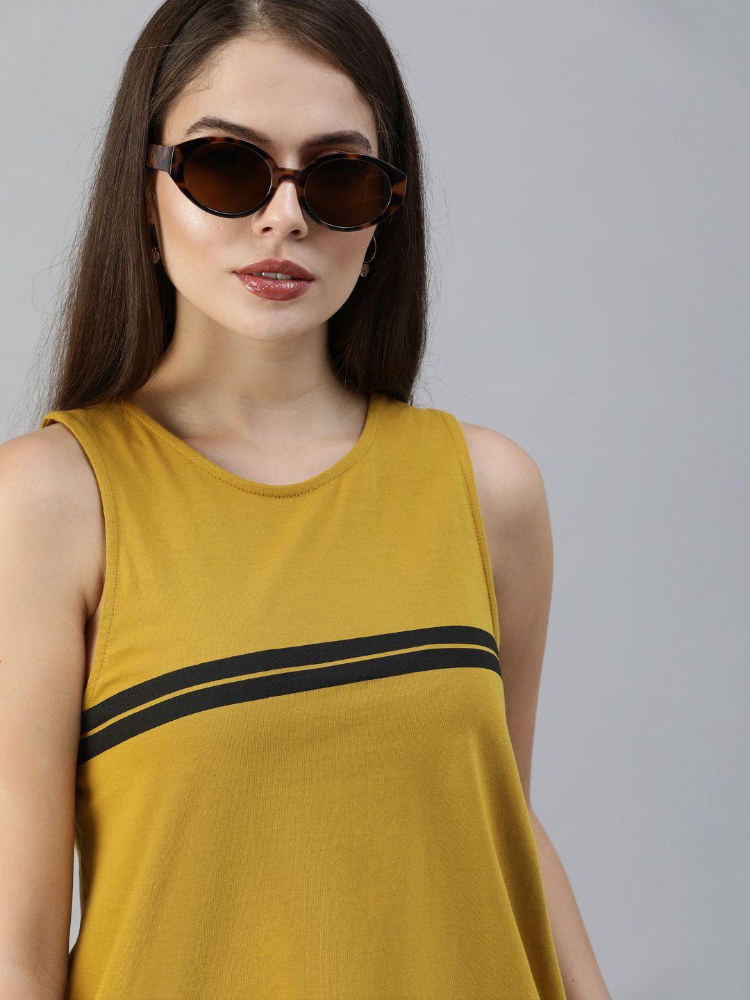 the roadster lifestyle co women mustard yellow  black striped blouson top