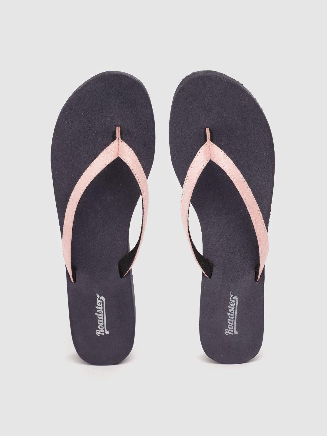 the roadster lifestyle co women peach-coloured solid thong flip-flops