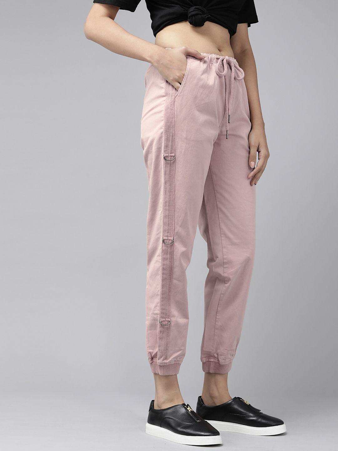 the roadster lifestyle co women pink solid jogger trousers