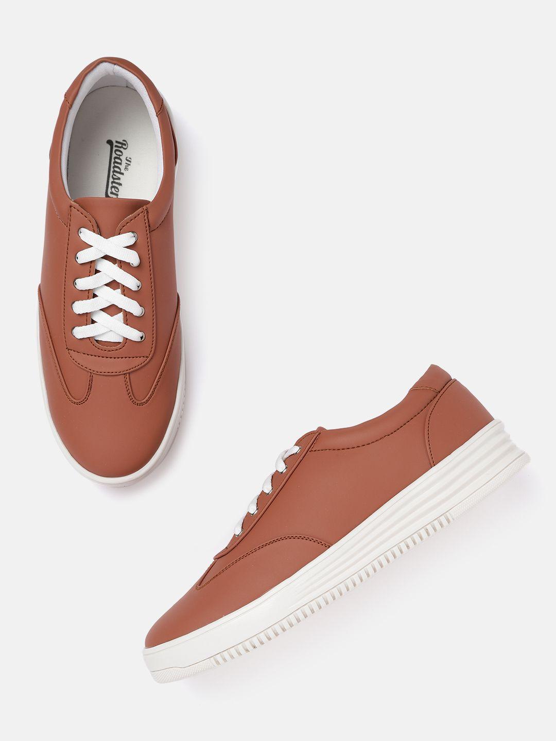 the roadster lifestyle co women rust brown solid sneakers