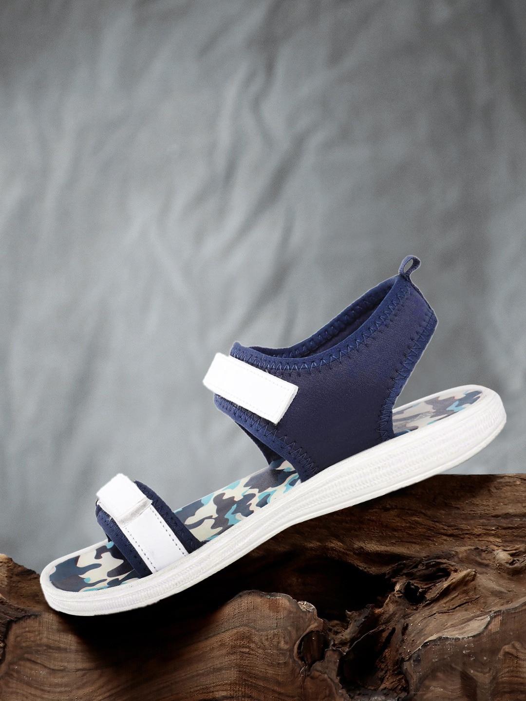 the roadster lifestyle co women white  navy blue colourblocked sports sandals