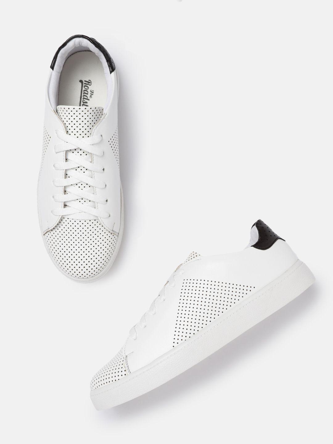 the roadster lifestyle co women white perforated sneakers