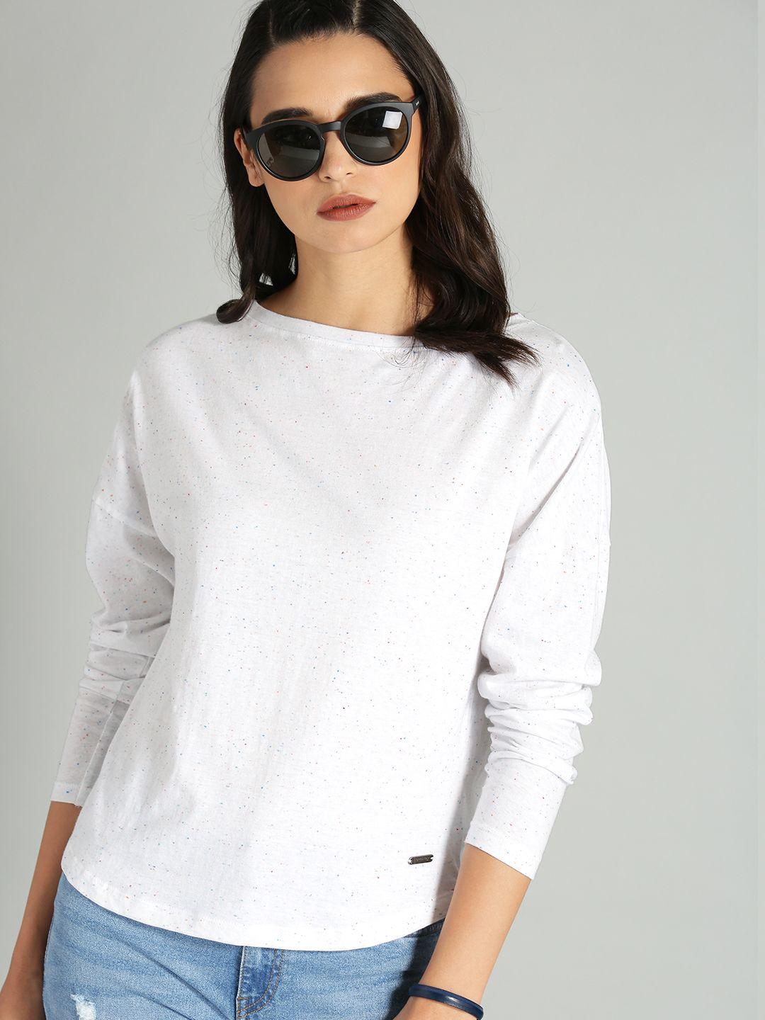 the roadster lifestyle co women white solid round neck t-shirt