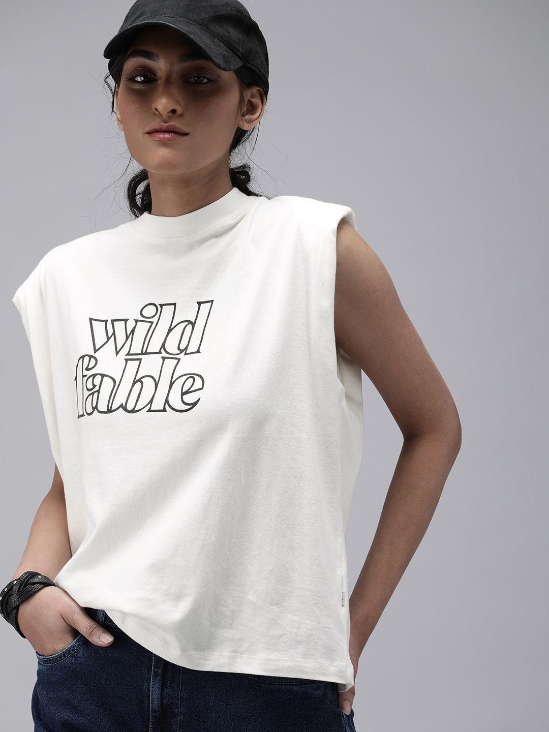 the roadster lifestyle co women white typography printed t-shirt