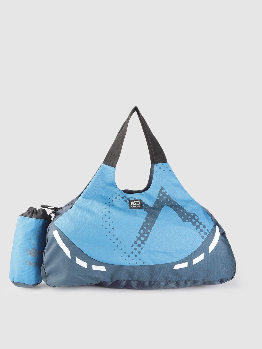 the roadster lifestyle co x discovery adventures unisex blue printed foldable duffle bag - 33 l