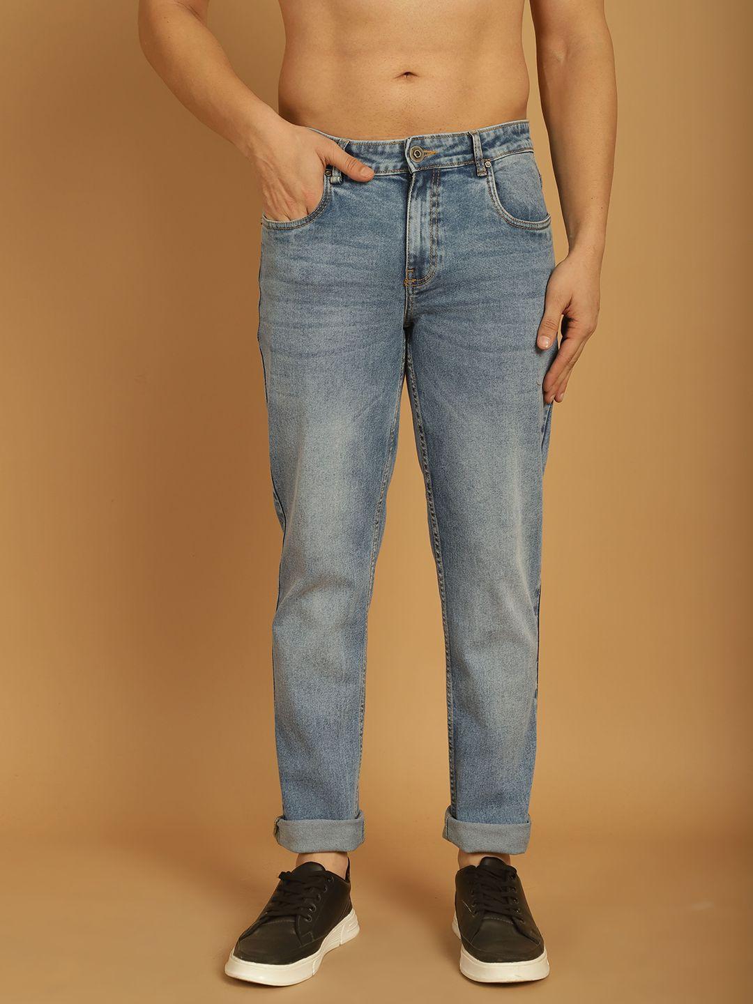 the roadster lifestyle co.  men blue clean look mid-rise stretchable jeans