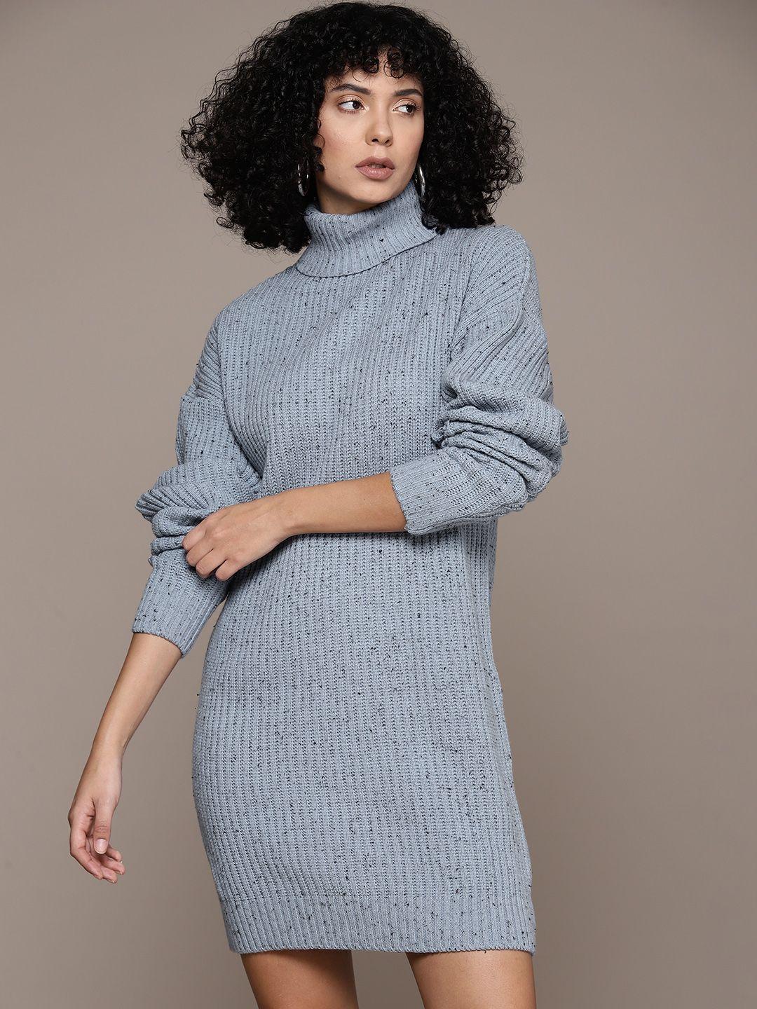 the roadster lifestyle co. acrylic ribbed knitted sweater dress