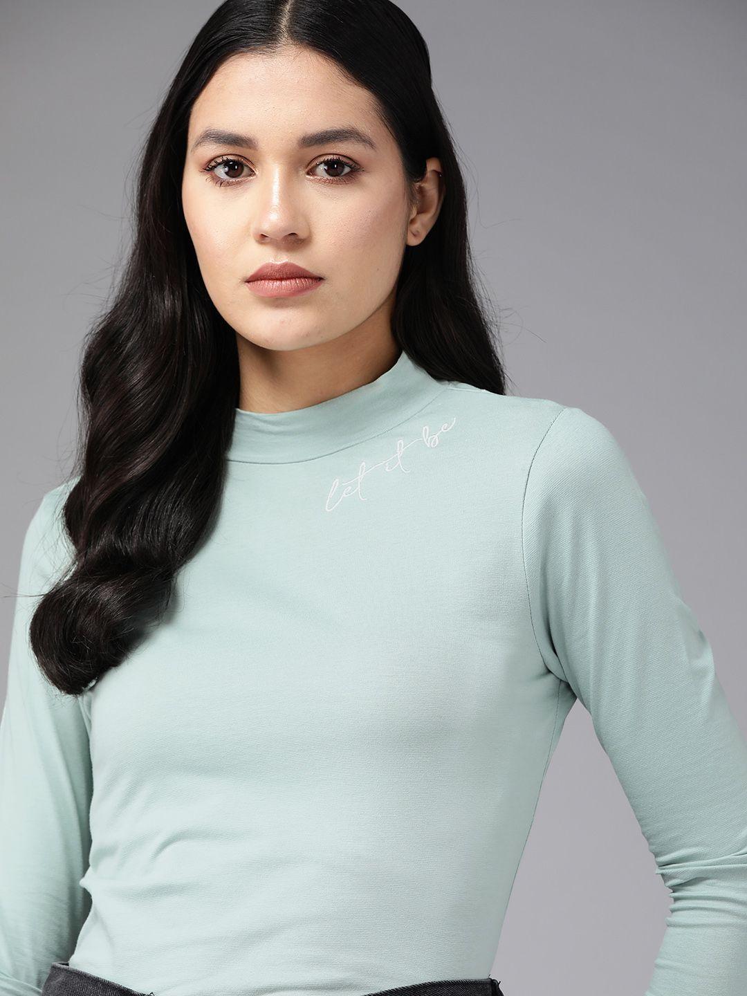 the roadster lifestyle co. applique detail high neck top