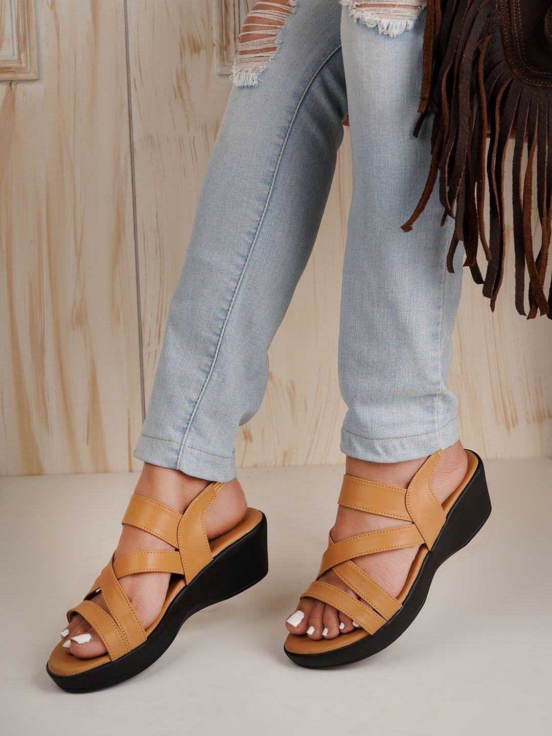 the roadster lifestyle co. beige strappy wedge heels