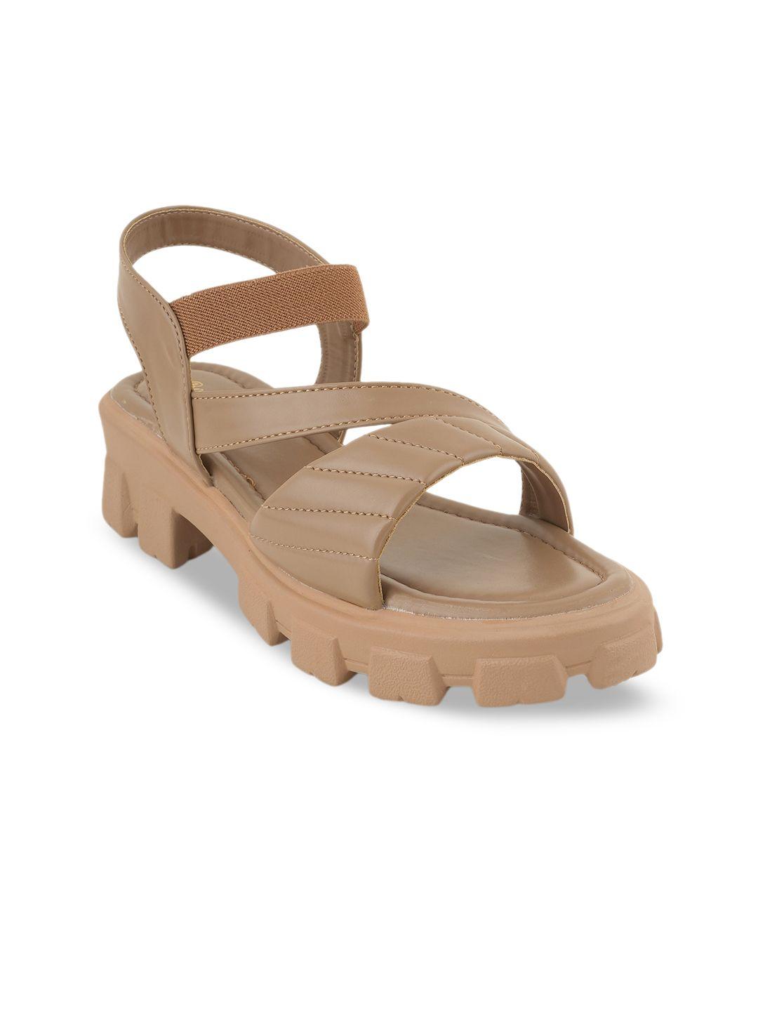 the roadster lifestyle co. beige textured platform heels with backstrap