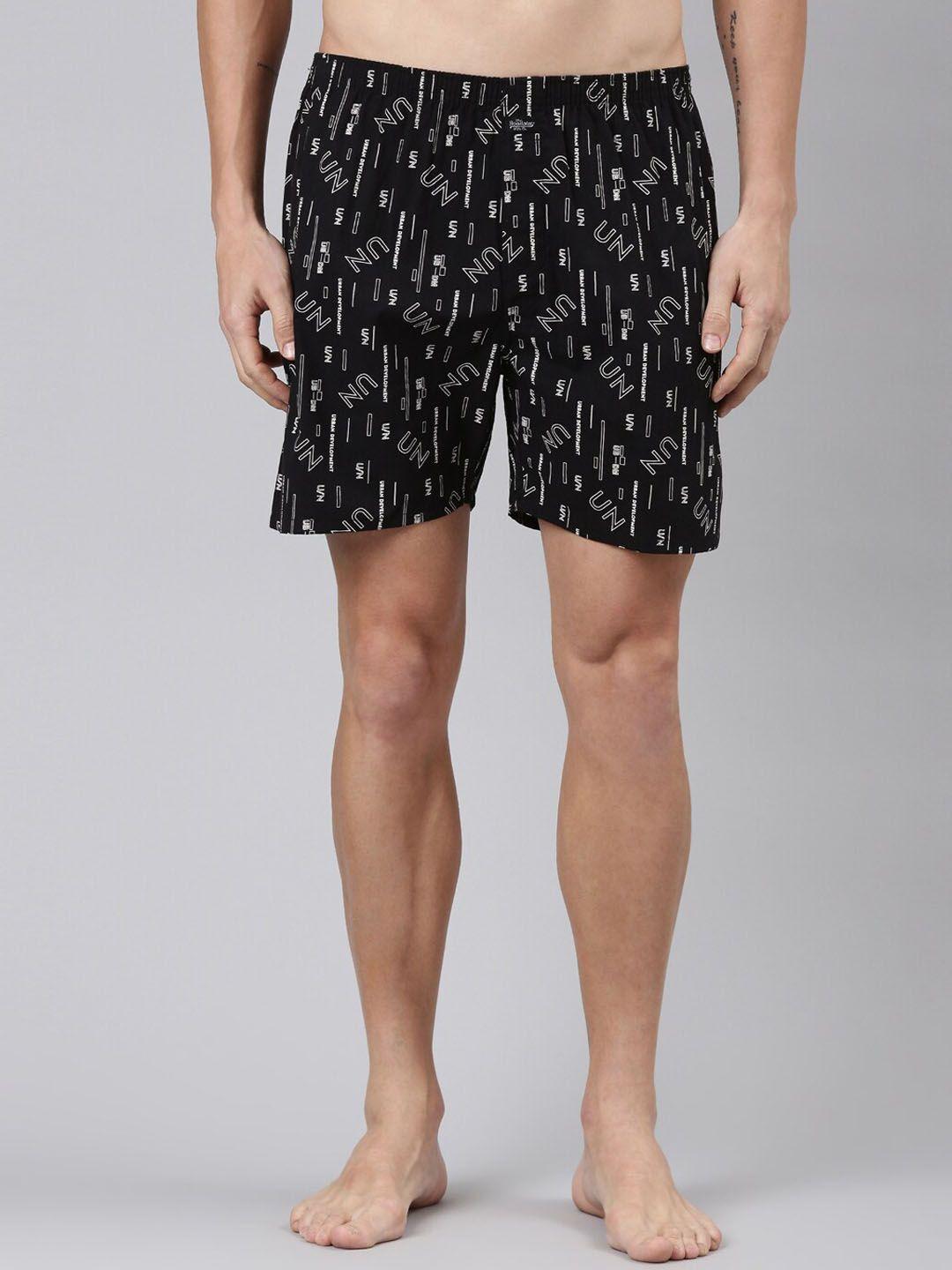 the roadster lifestyle co. black printed pure cotton boxers rr-bp-mxp34