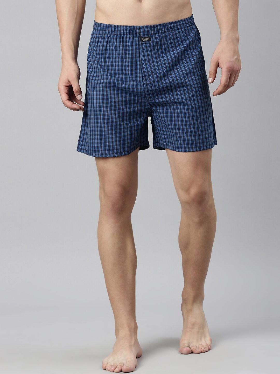 the roadster lifestyle co. blue checked pure cotton boxers