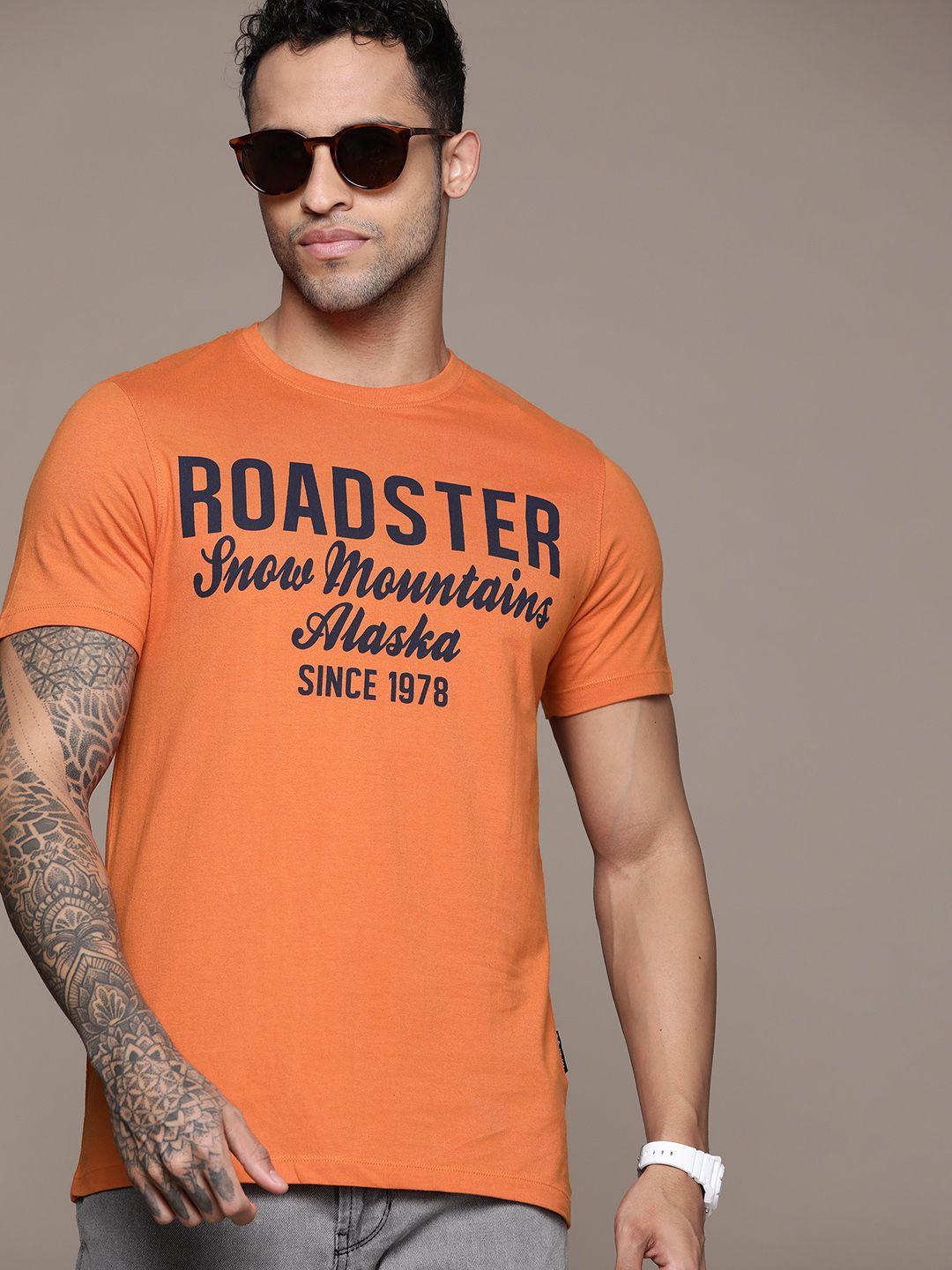 the roadster lifestyle co. brand logo printed pure cotton t-shirt