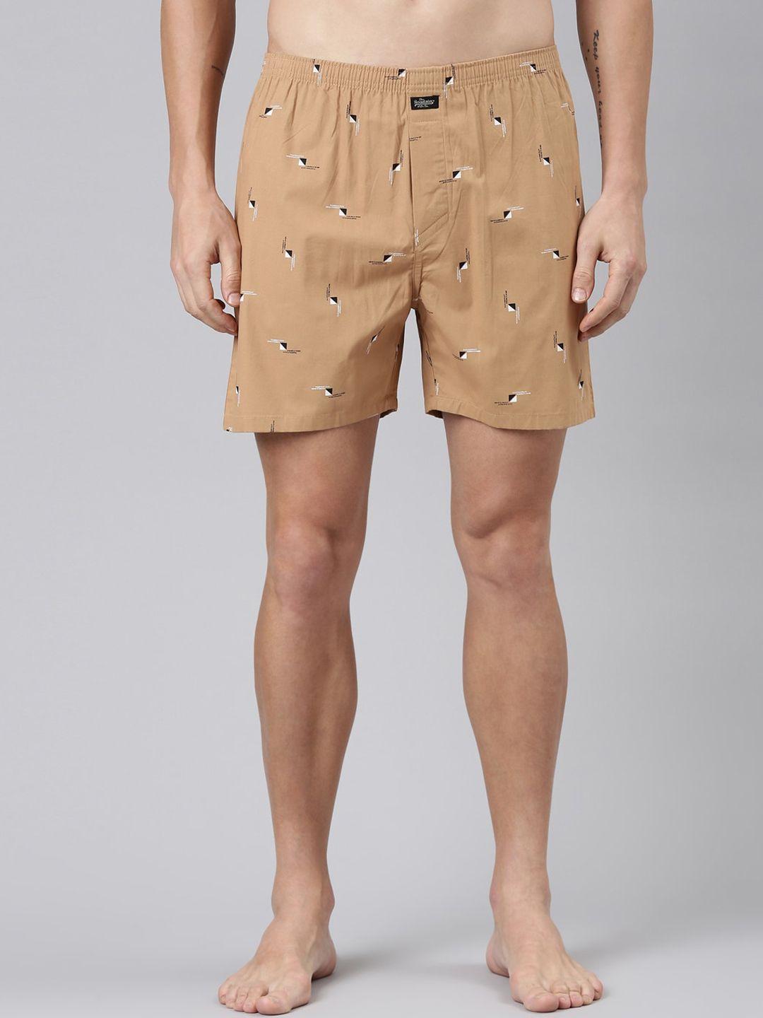 the roadster lifestyle co. brown geometric printed pure cotton boxers rr-bp-mxp26