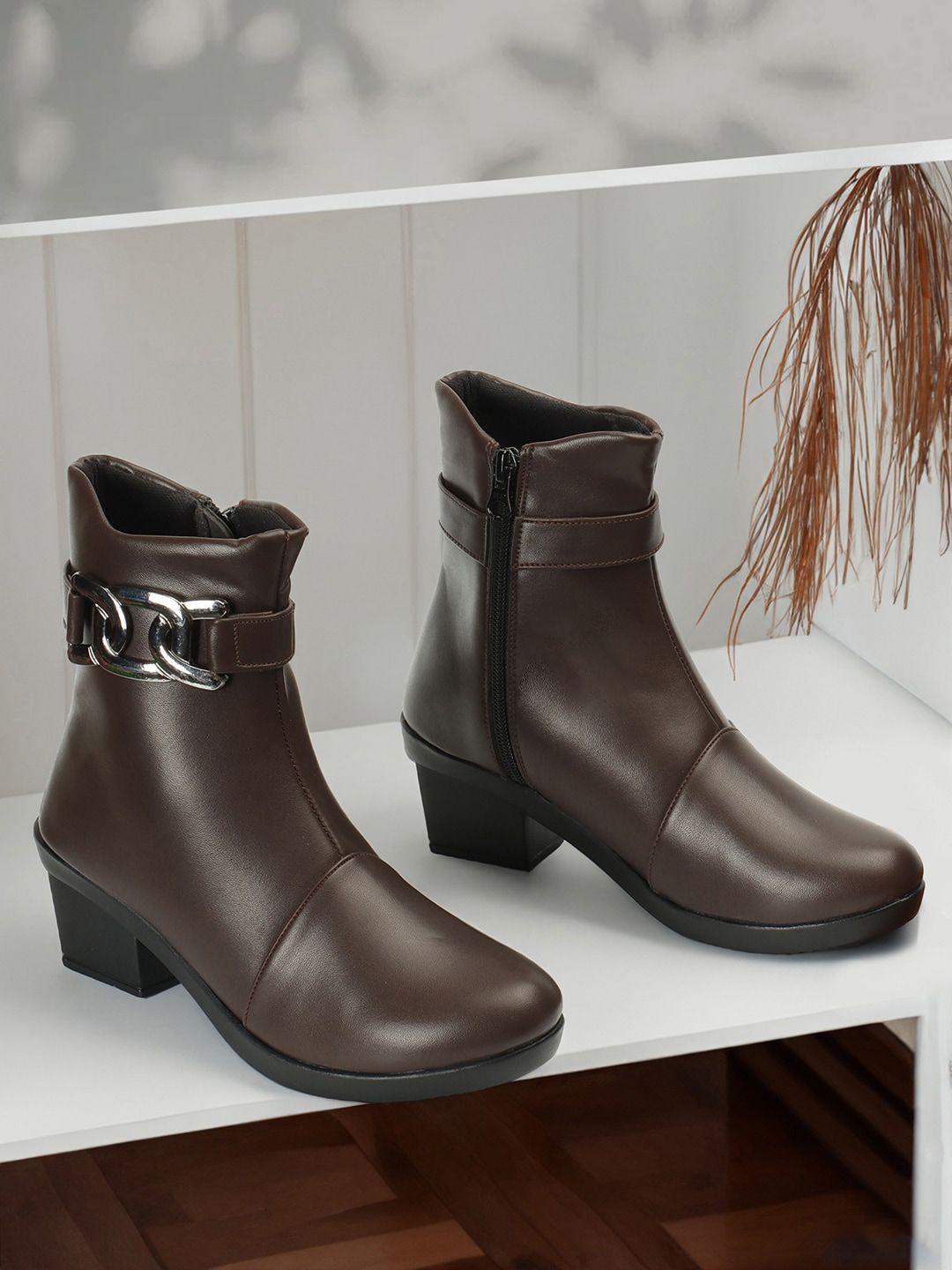 the roadster lifestyle co. brown women mid-top monk strap boots