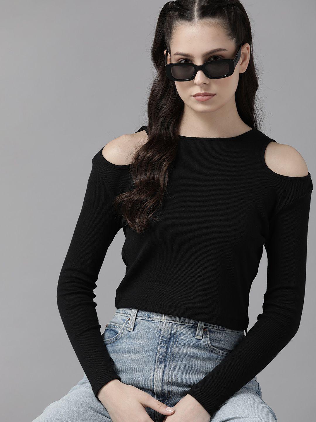 the roadster lifestyle co. cold-shoulder ribbed t-shirt