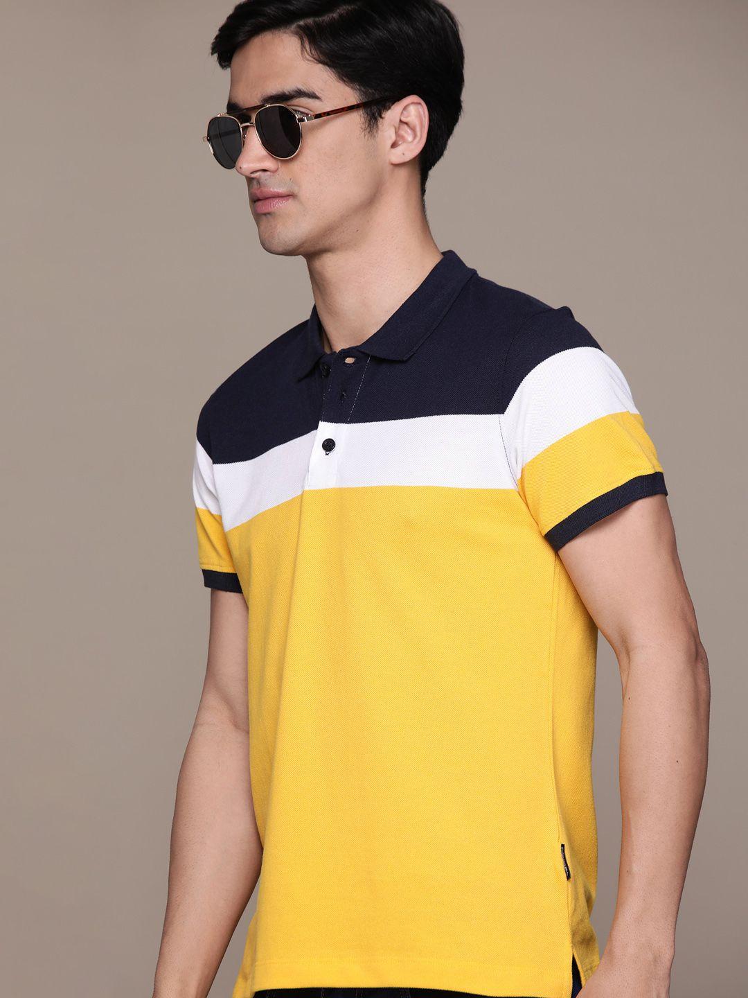 the roadster lifestyle co. colourblocked polo collar t-shirt