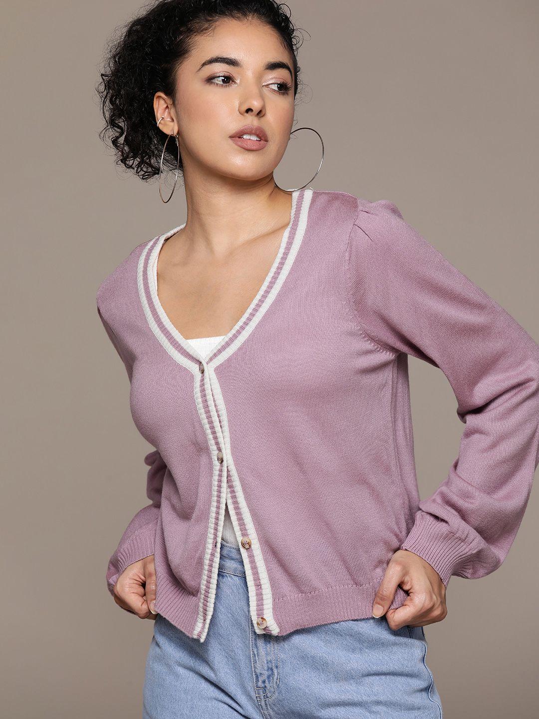 the roadster lifestyle co. contrast tipping pure acrylic cardigan