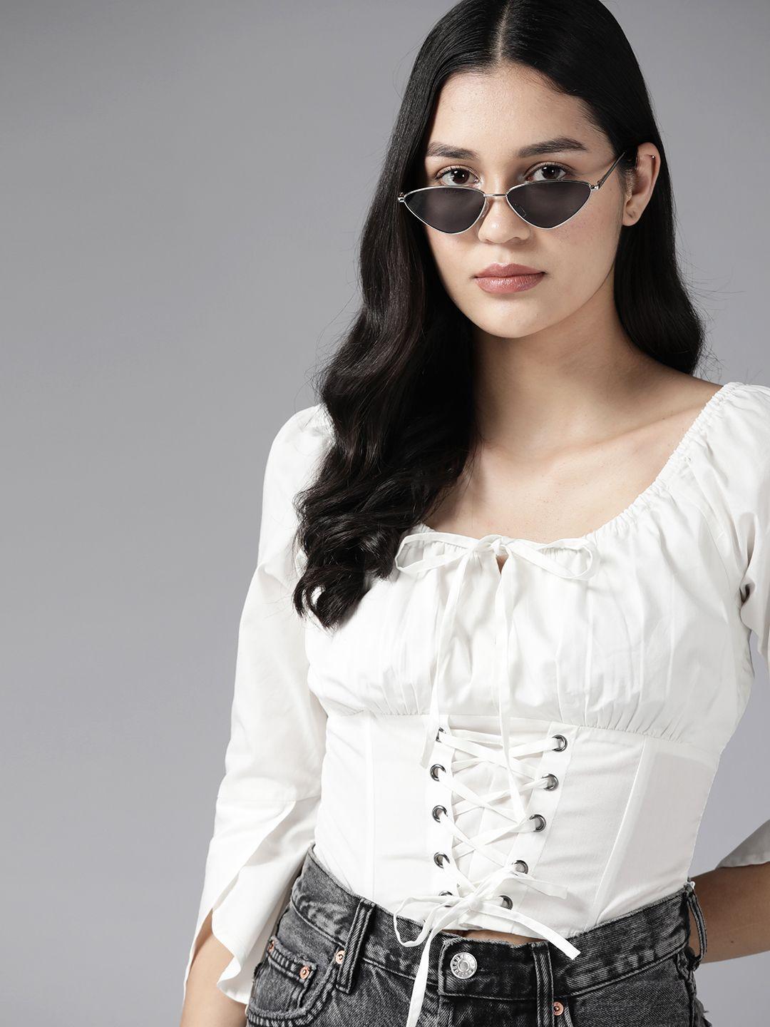 the roadster lifestyle co. corset-style pure cotton empire crop top