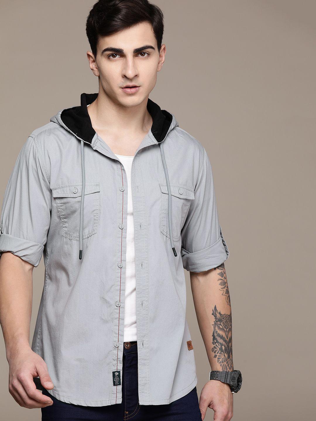 the roadster lifestyle co. cotton hooded casual shirt