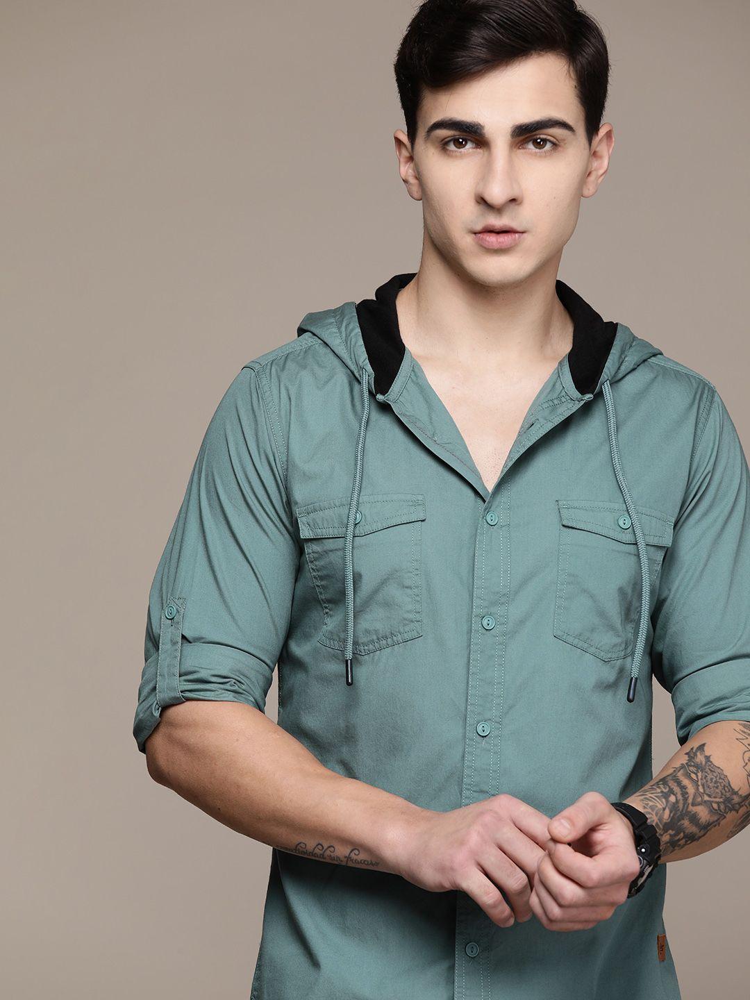the roadster lifestyle co. cotton hooded casual shirt