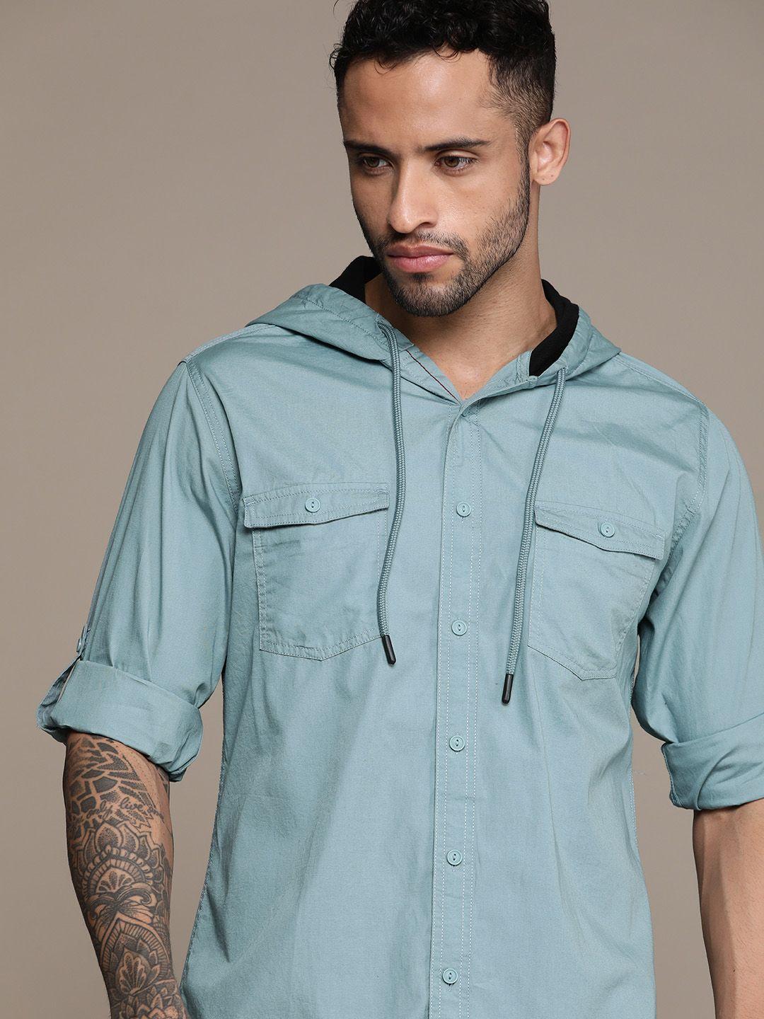 the roadster lifestyle co. cotton hooded casual shirt