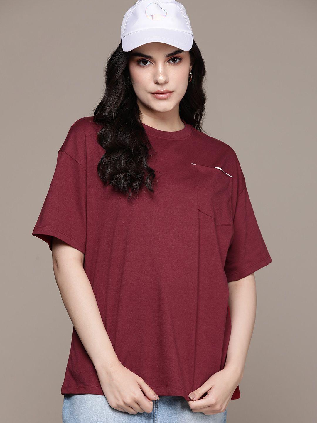 the roadster lifestyle co. drop-shoulder sleeves pocket oversized t-shirt