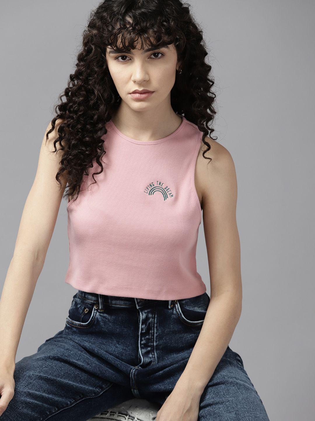 the roadster lifestyle co. embroidered detail crop tank top