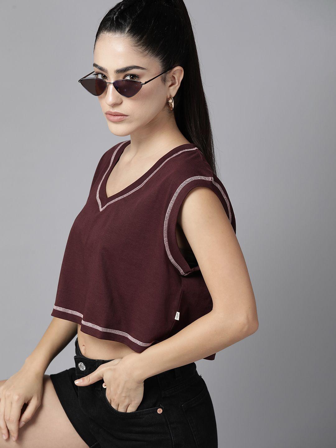 the roadster lifestyle co. extended sleeves pure cotton boxy crop t-shirt