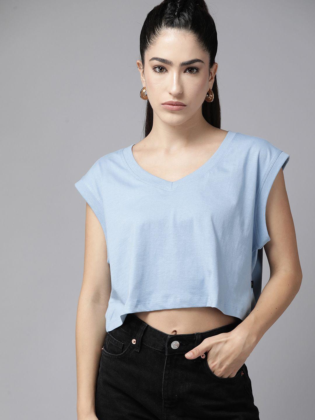 the roadster lifestyle co. extended sleeves pure cotton boxy crop t-shirt