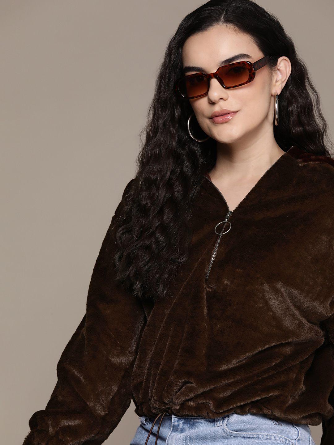 the roadster lifestyle co. faux-fur detail oversized hooded sweatshirt