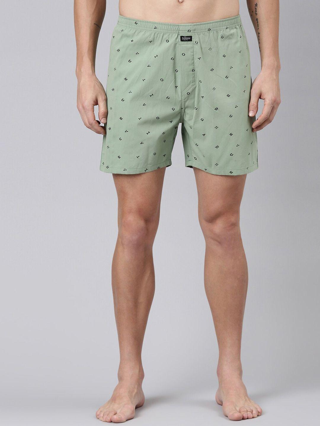 the roadster lifestyle co. green printed pure cotton boxers