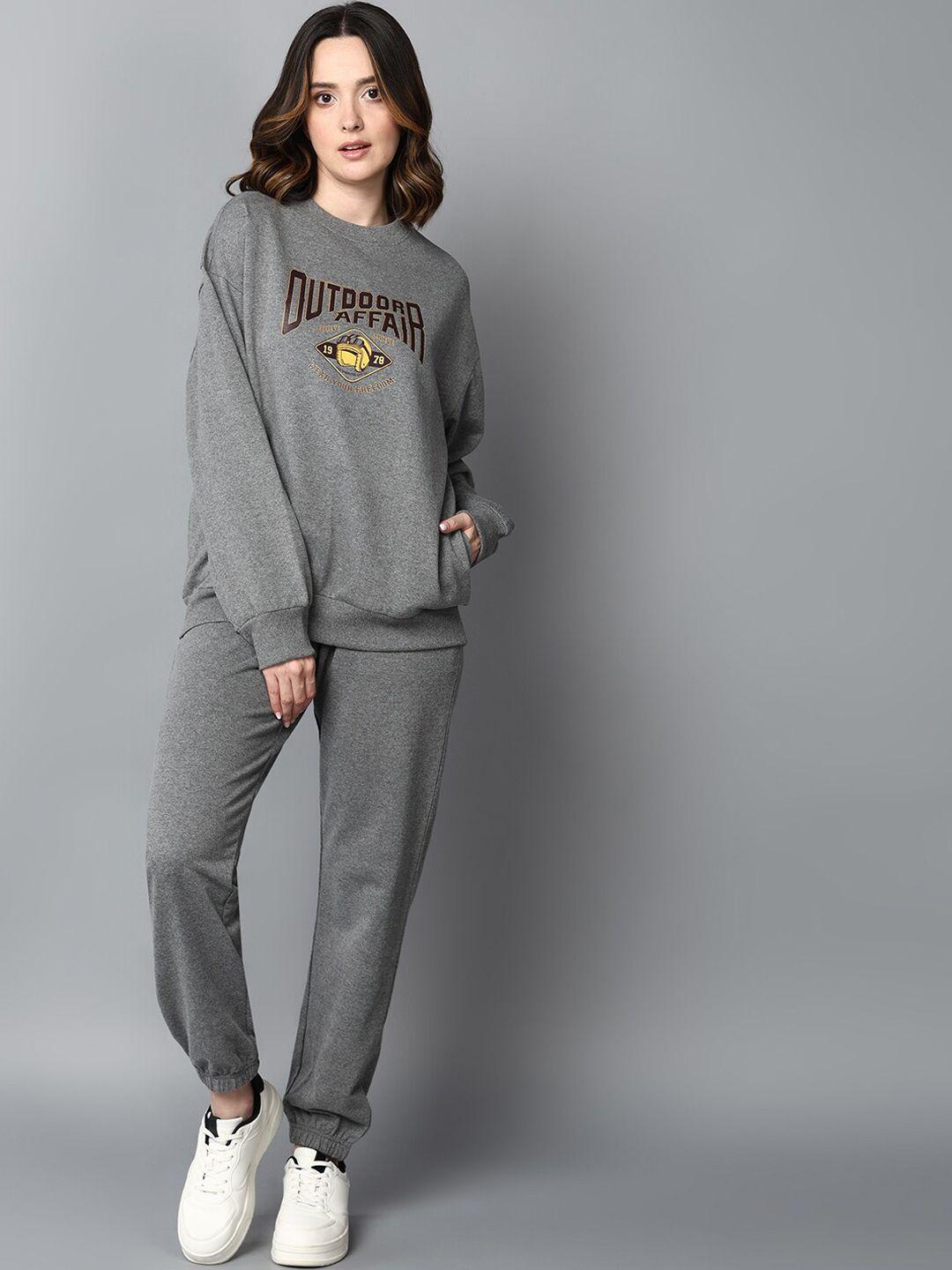 the roadster lifestyle co. grey typography printed tracksuit
