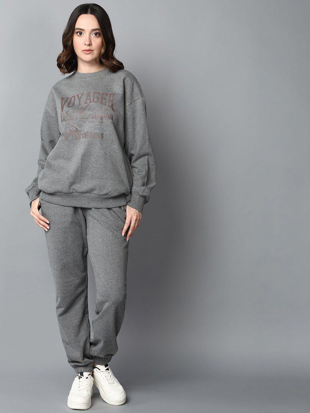 the roadster lifestyle co. grey typography printed tracksuit