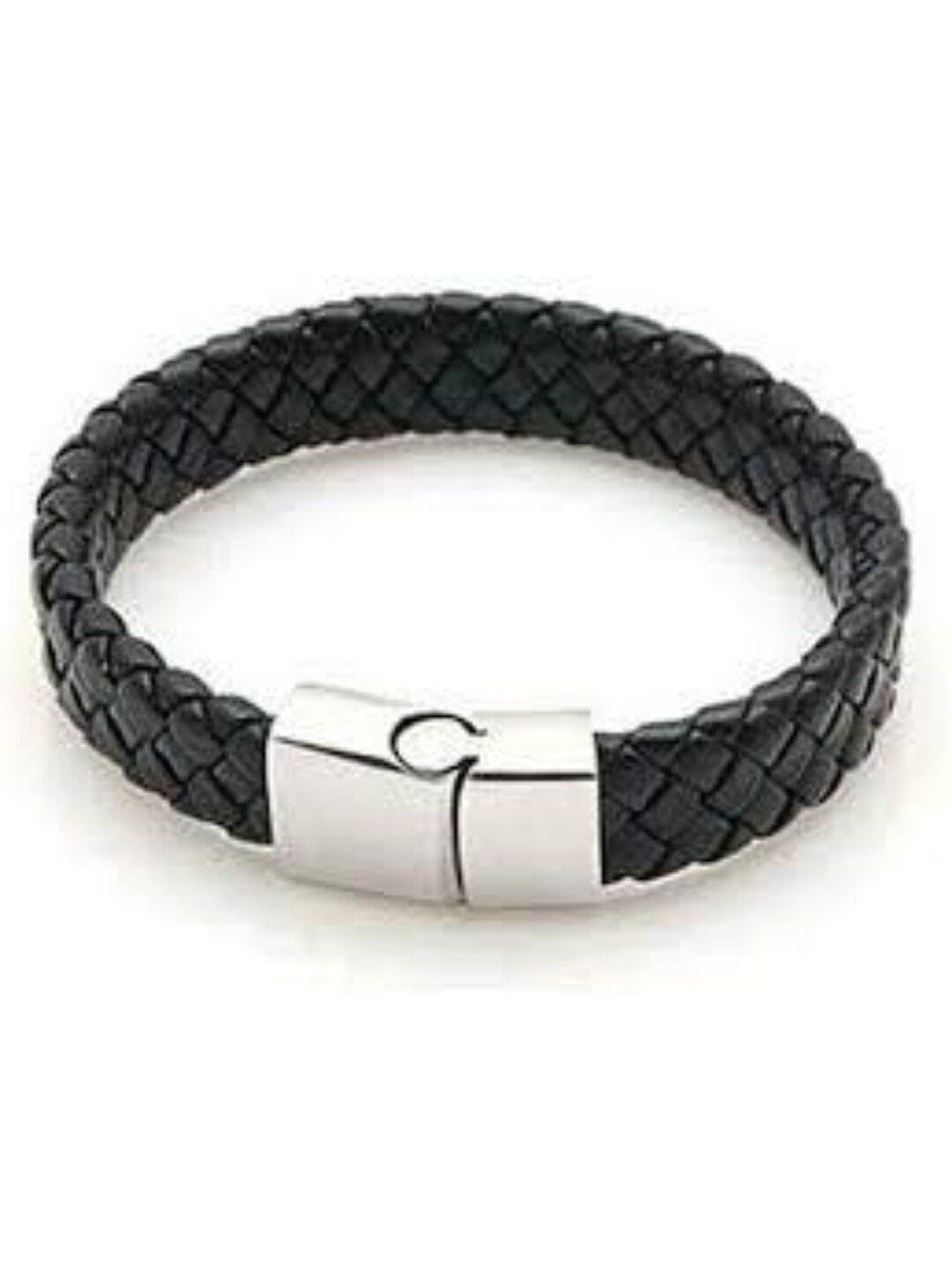 the roadster lifestyle co. men black leather intricate texture bracelet