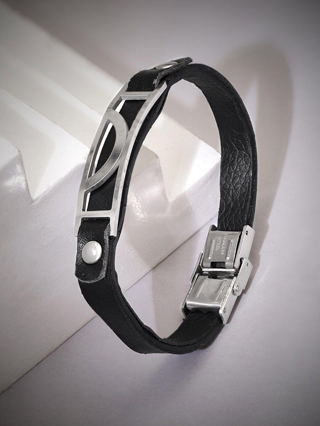 the roadster lifestyle co. men black leather wraparound bracelet