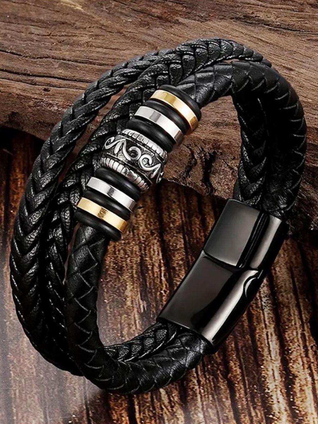 the roadster lifestyle co. men black stainless steel multistrand bracelet