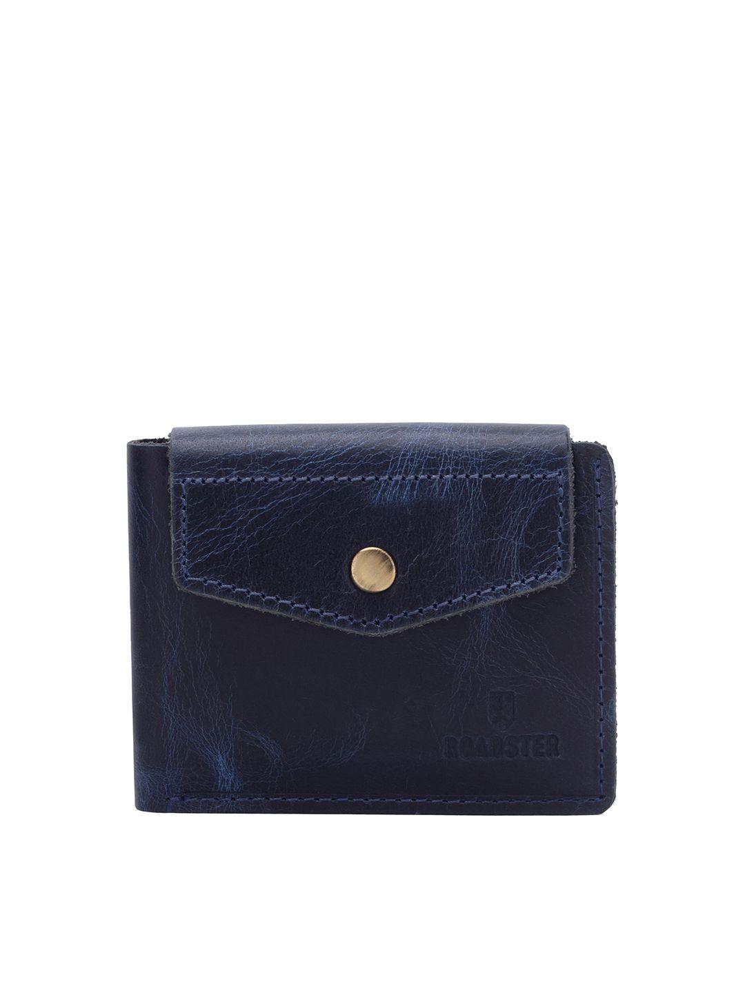 the roadster lifestyle co. men blue textured leather two fold wallet