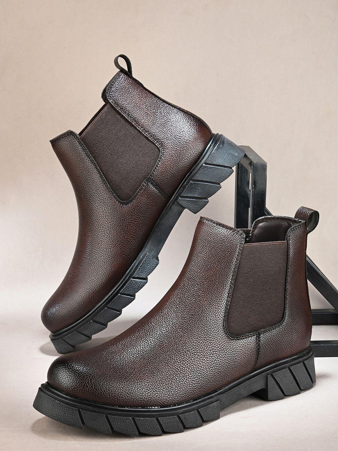 the roadster lifestyle co. men brown mid top block-heel chelsea boots